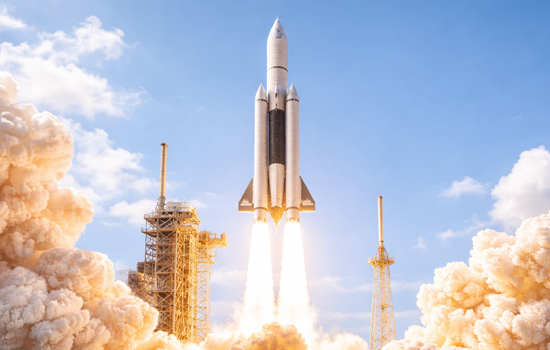 Eine Weltraumrakete startet gerade